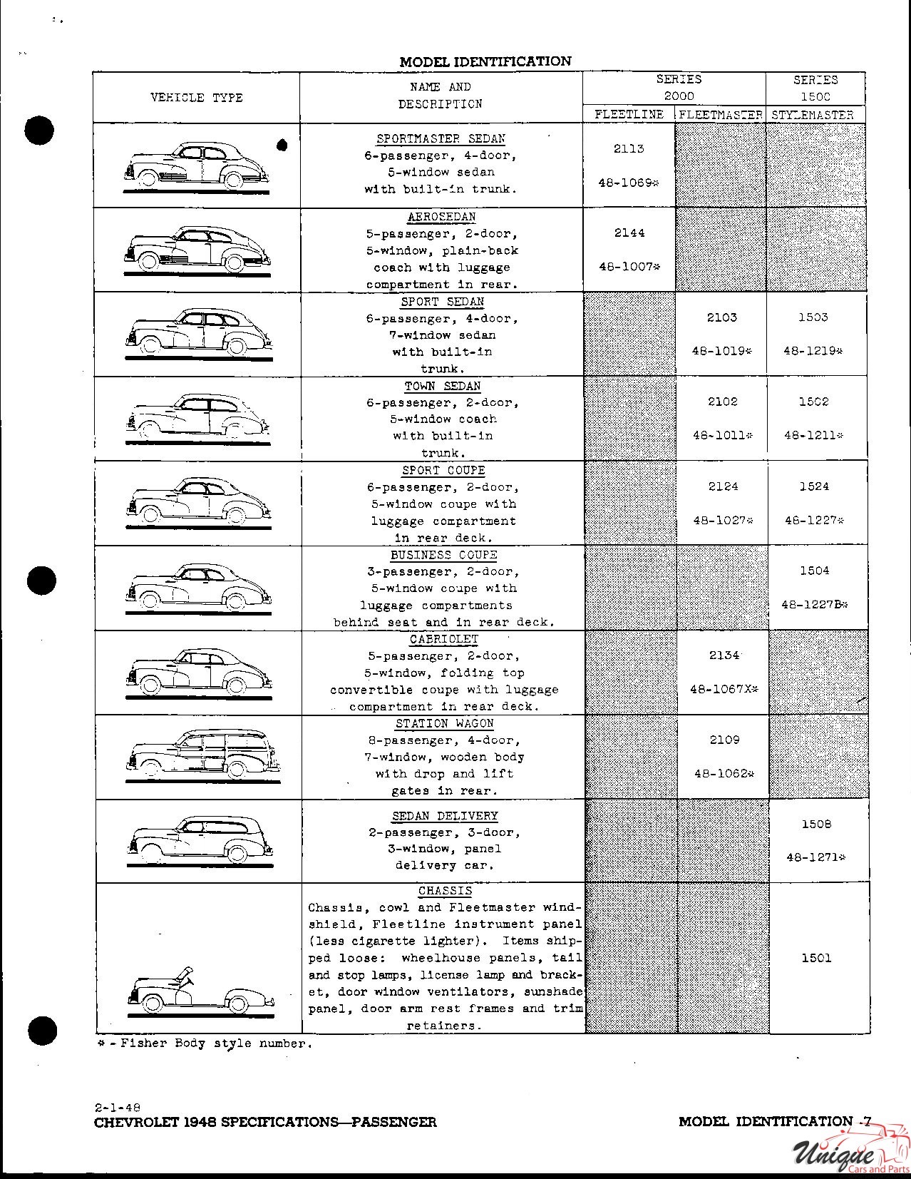 1948 Chevrolet Specifications Page 3